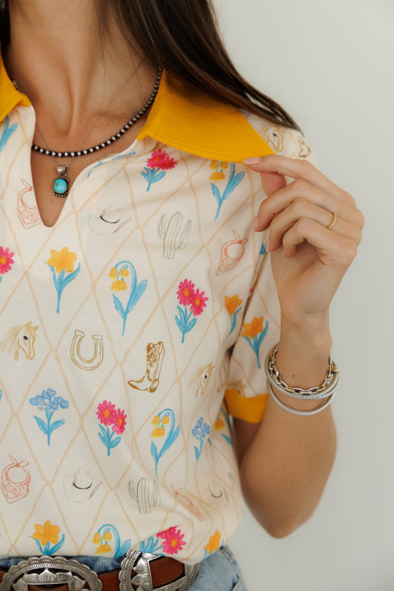 Top, Yellow Tulip Polo HH2102