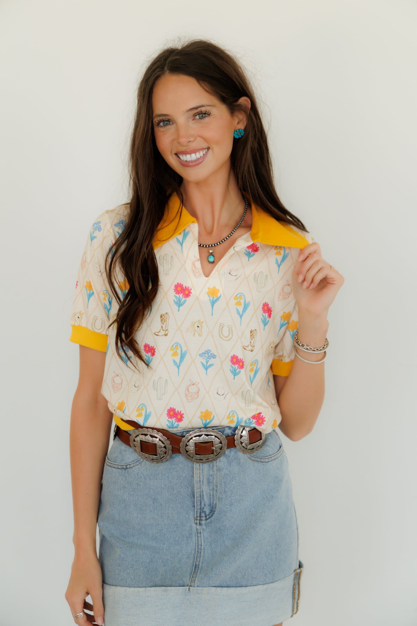 Top, Yellow Tulip Polo HH2102