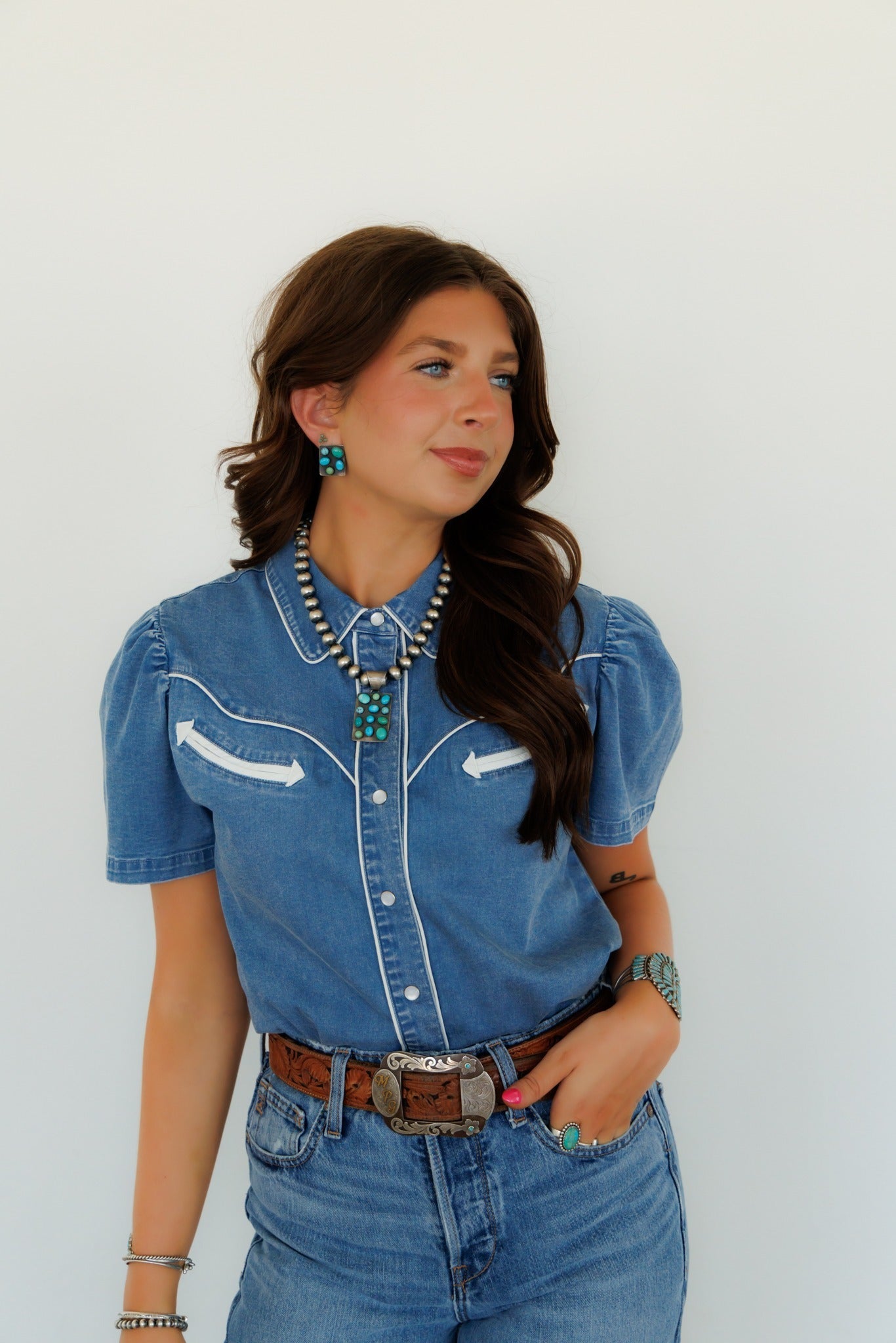 Pearl Snap, Denim Short Sleeve HH2707