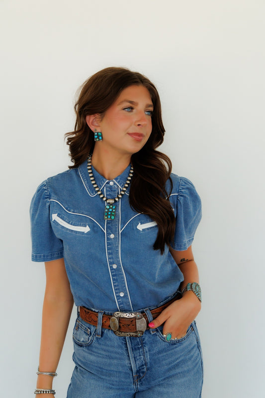 Pearl Snap, Denim Short Sleeve HH2707