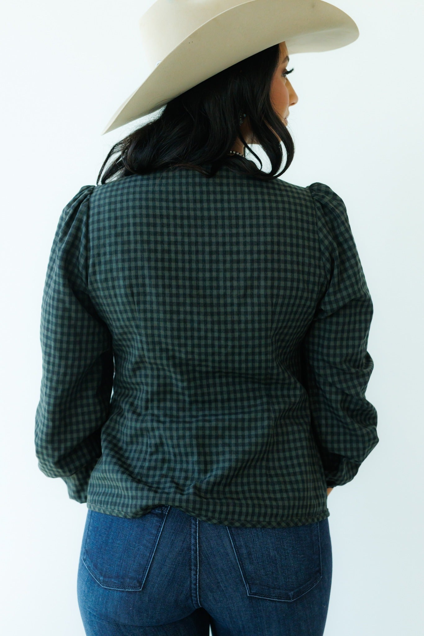 Tie Tops, Black/Grey Gingham LS HH828