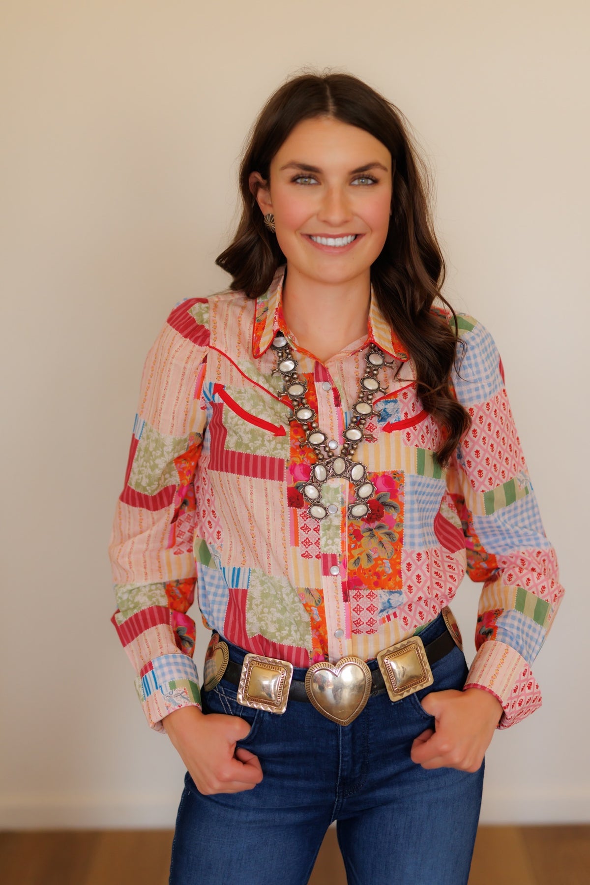 PATCHWORK Pearl Snap Long Sleeve HH2708