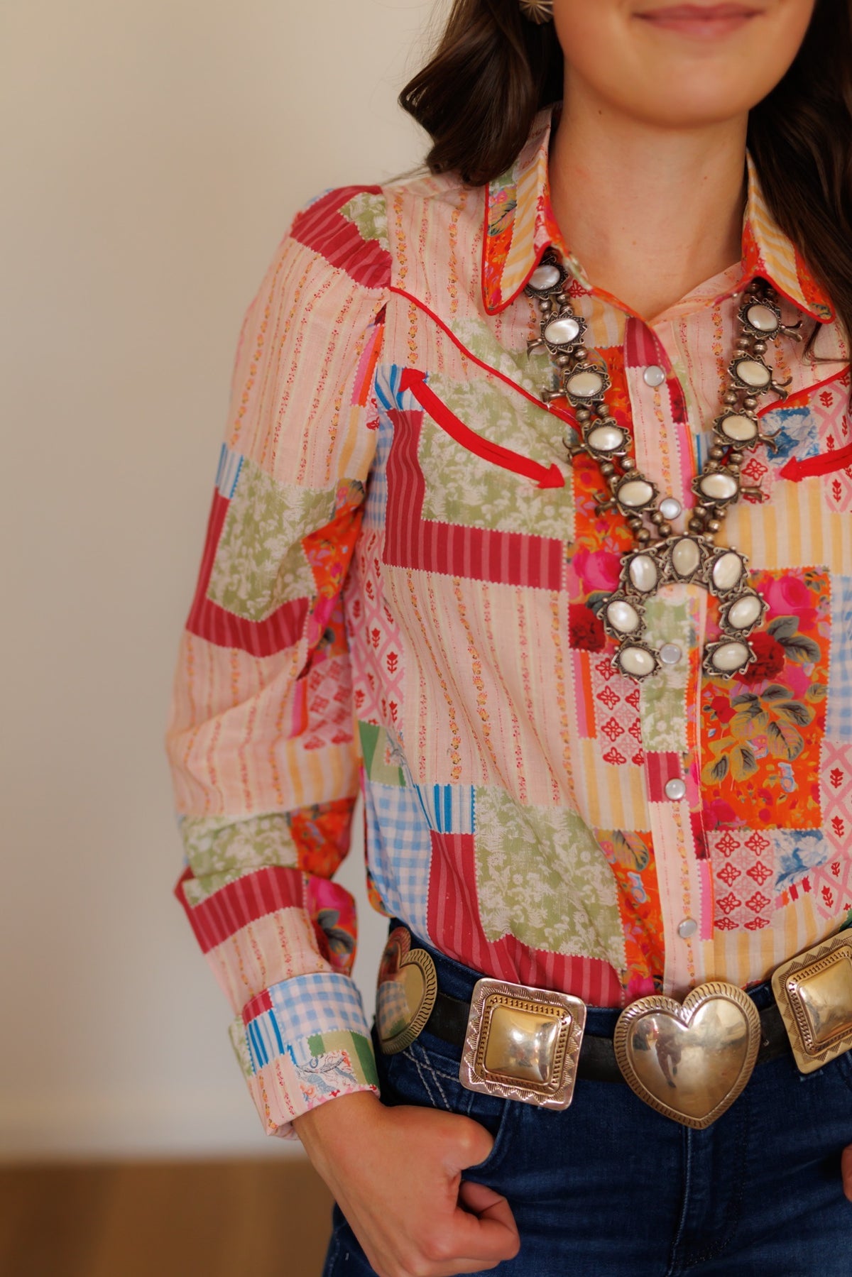 PATCHWORK Pearl Snap Long Sleeve HH2708