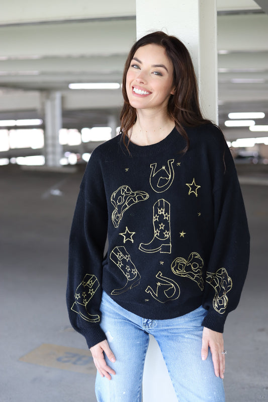 HH6244 BLACK GOLD WESTERN SWEATER