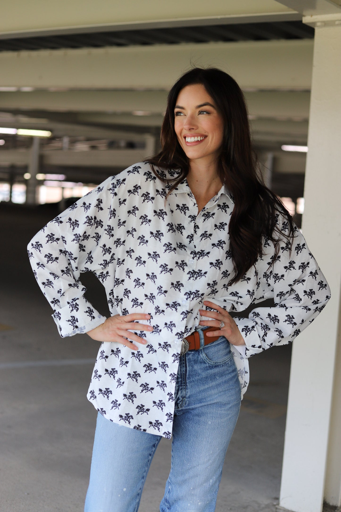 HH36 RIDE EM COWGIRL BUTTON DOWN TOP