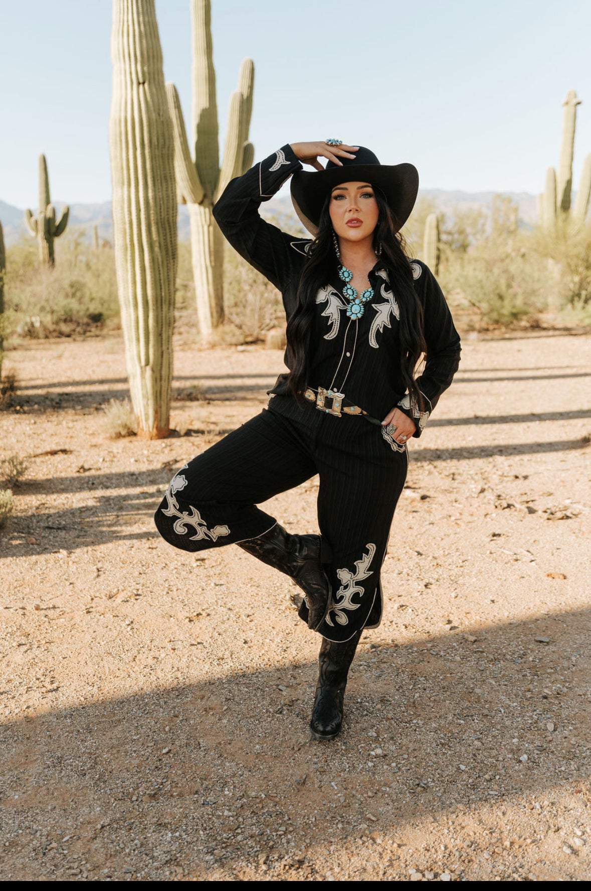 Pants, Black Applique HH2555