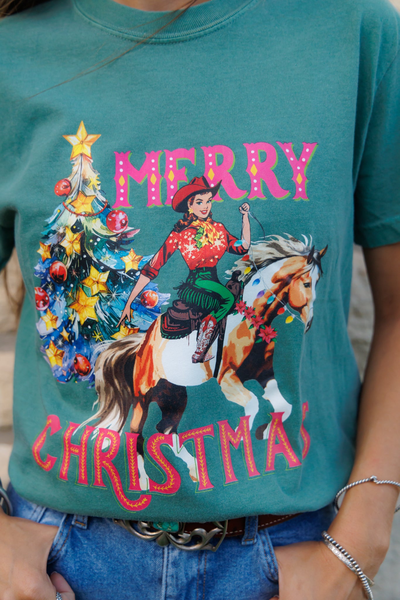 T-Shirt, Merry Christmas Cowgirl  HH1717