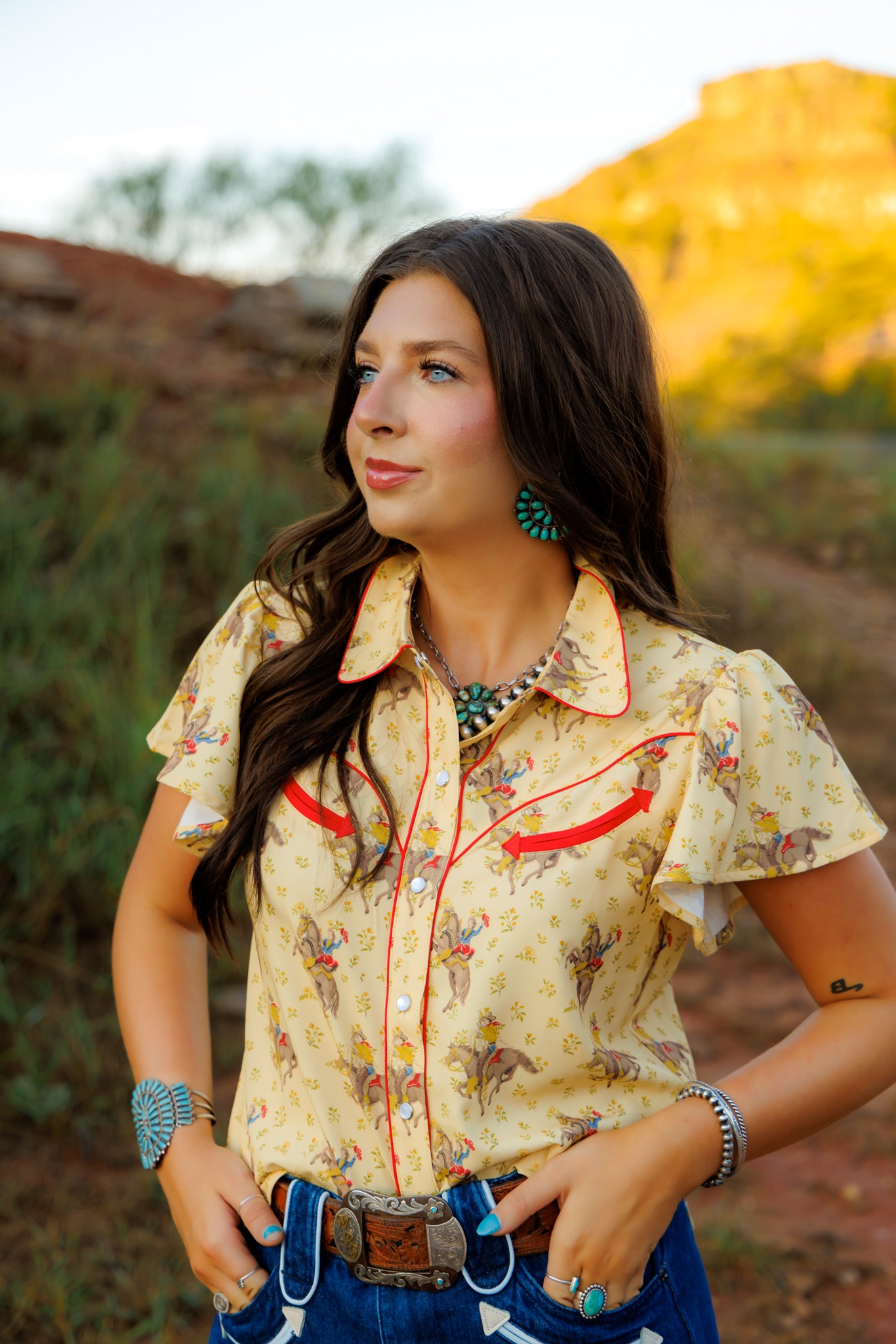 PEARL SNAP, Prairie Gold Flutter Sleeve H2728