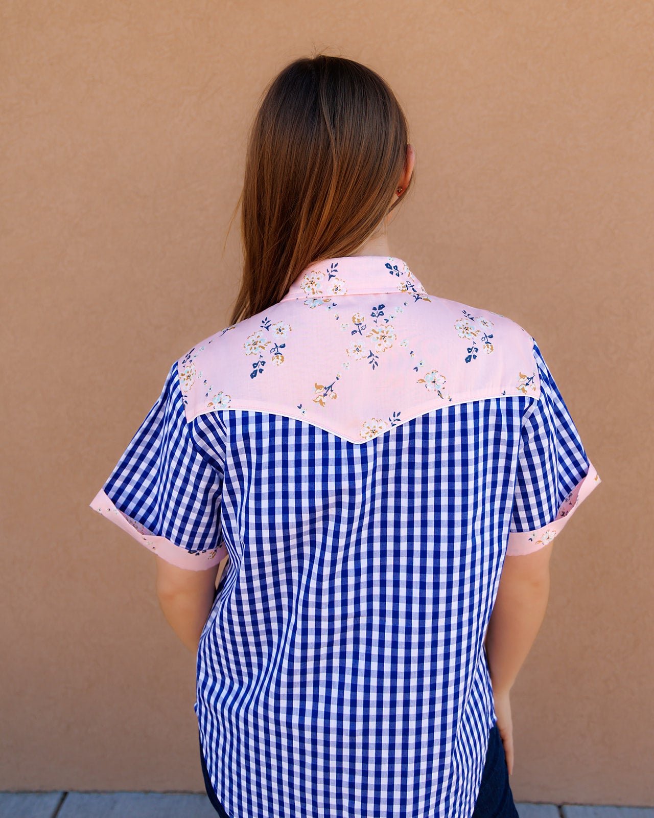 Pearl Snap, Blue/Pink Gingham SS HH2706