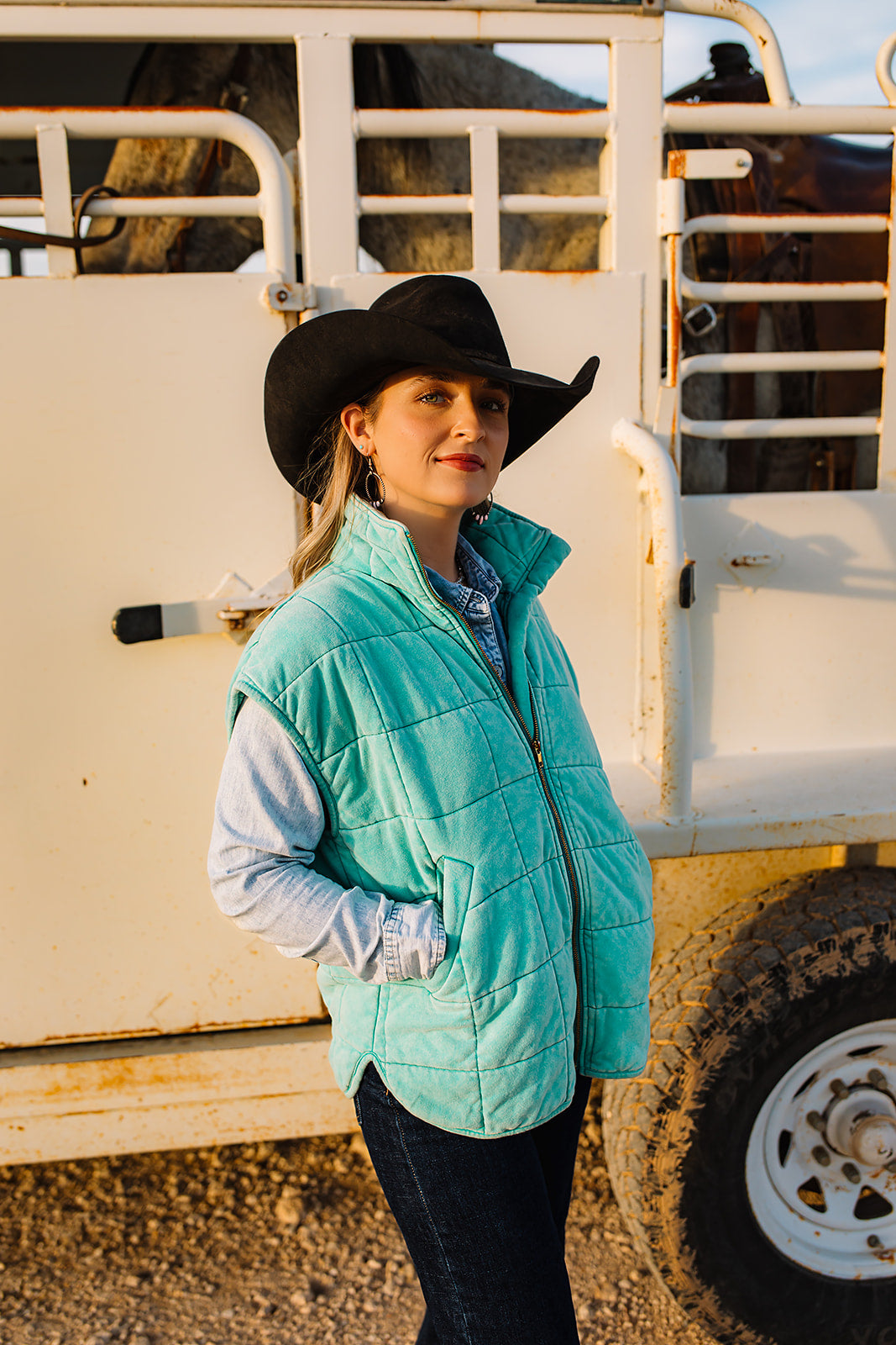 Vest, Teal Quilted HH1169