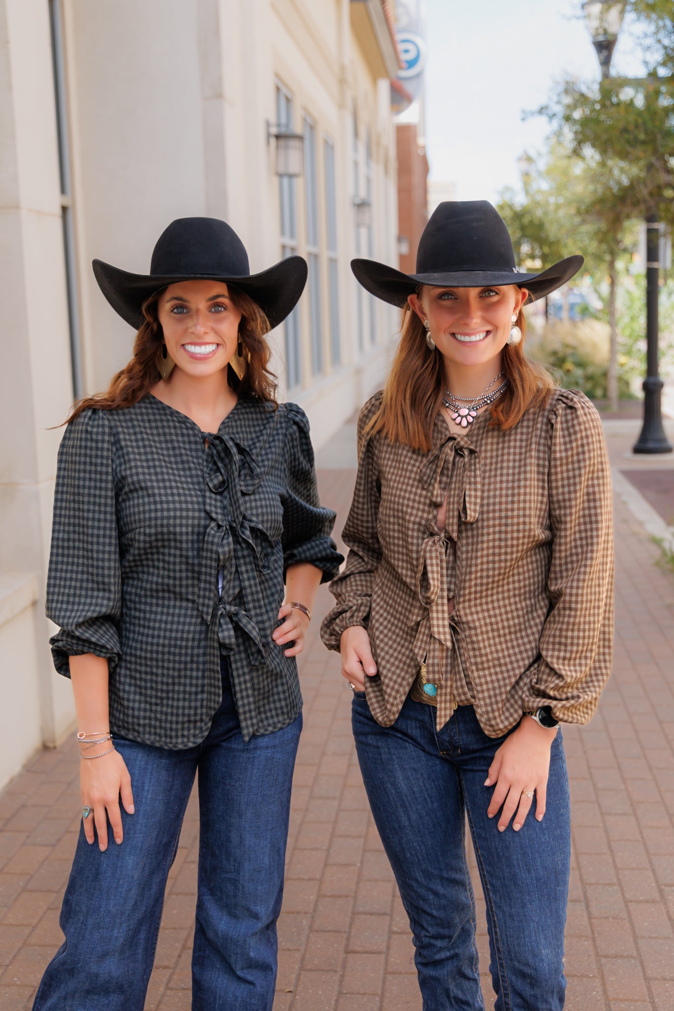 Tie Tops, Black/Grey Gingham LS HH828