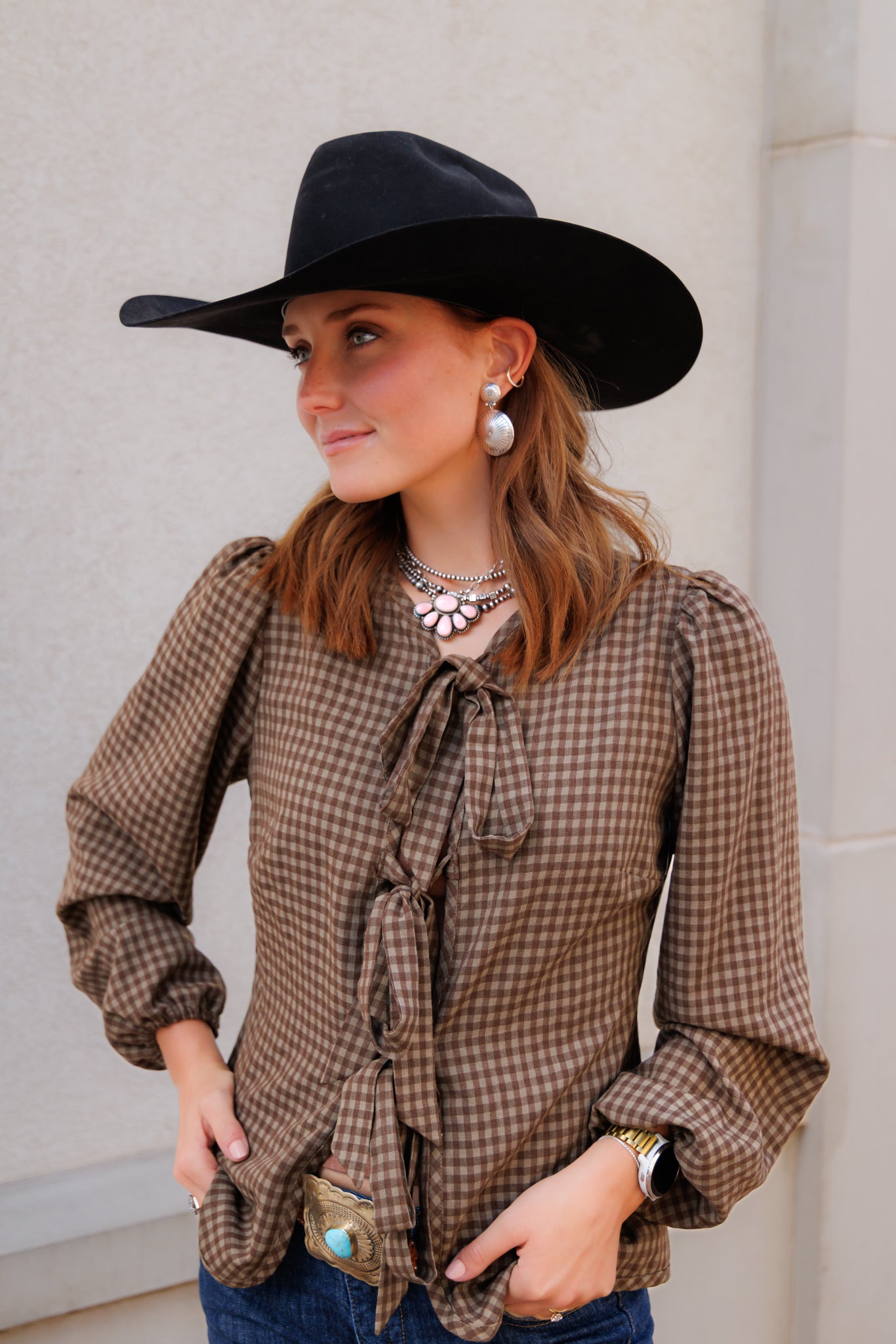 Tie Top, Brown Gingham HH828