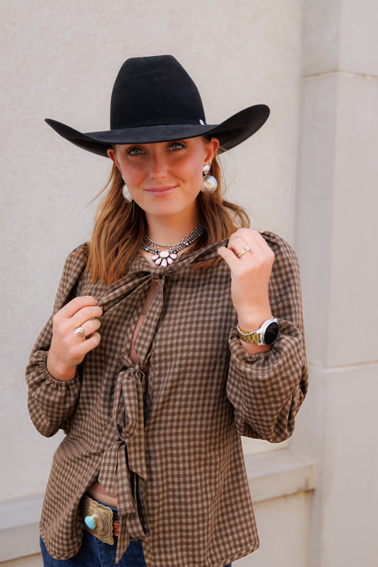 Tie Top, Brown Gingham HH828